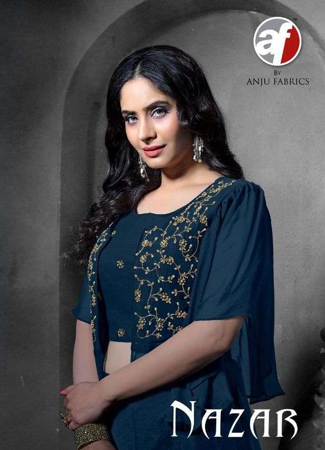 anju fab nazar series 6081-6084 pure georgette kurti 