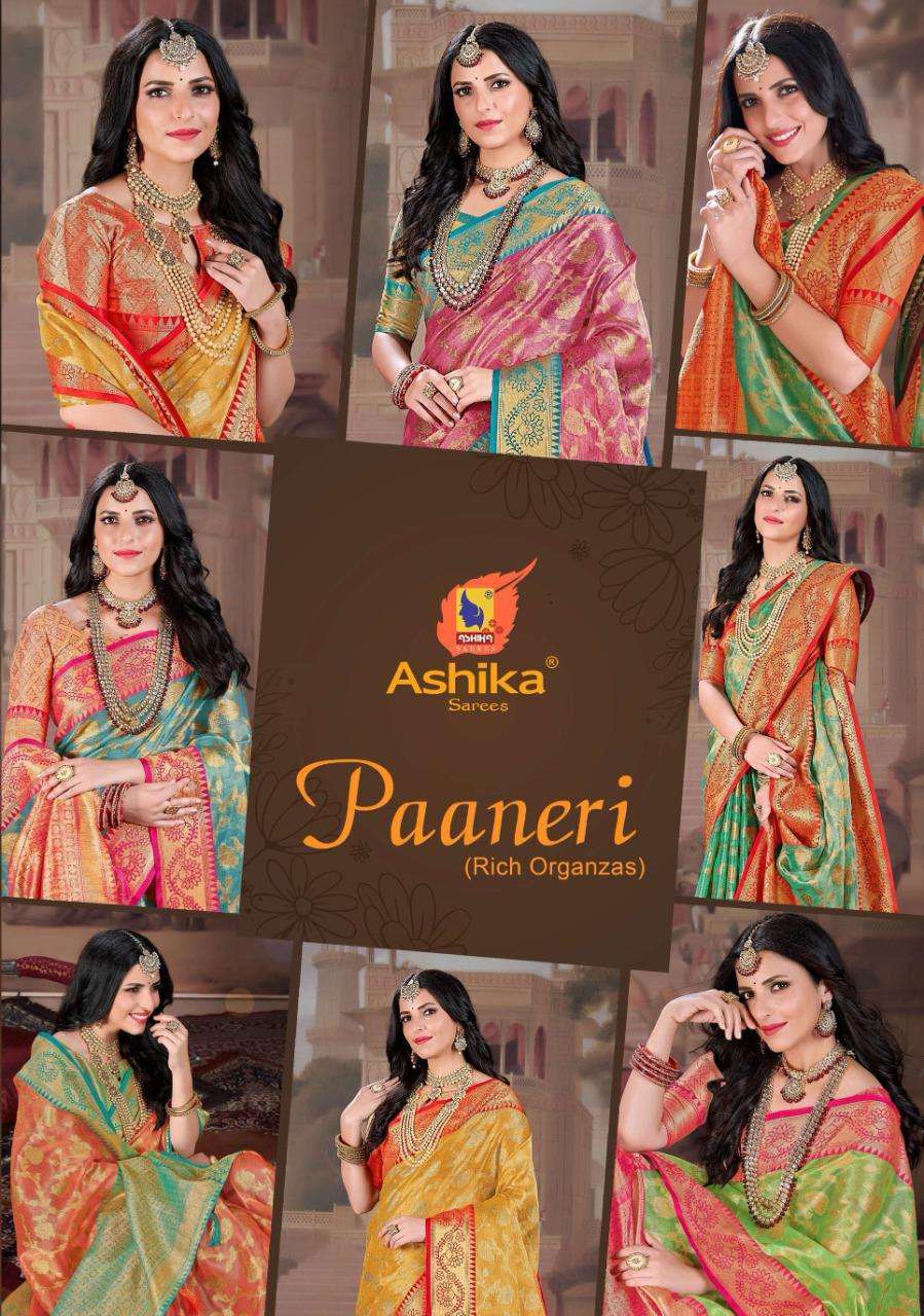 ashika saree paaneri series 01-06 organza printed saree