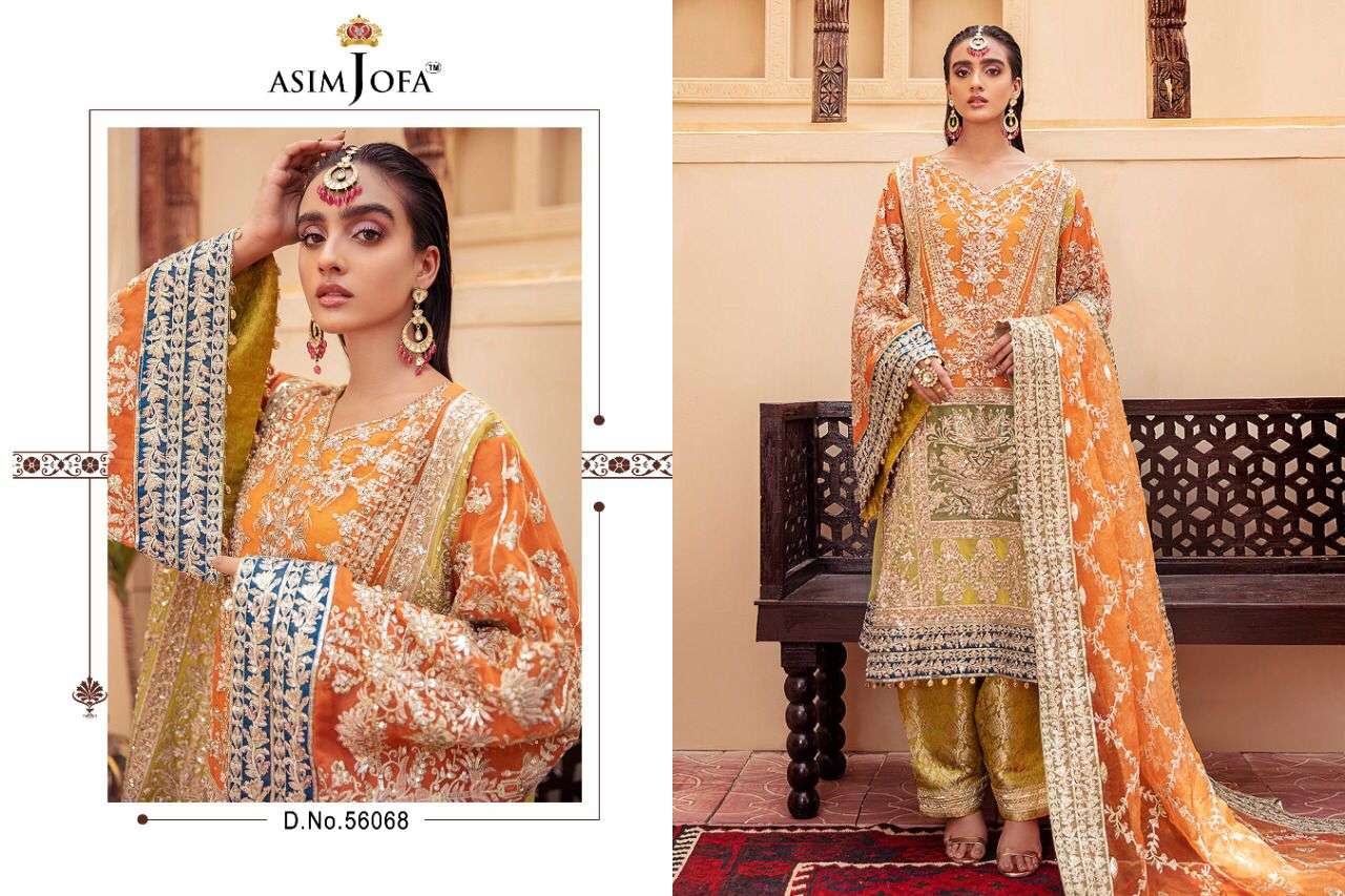 ASIM JOFA 56068 DESIGNER ORGANZA EMBROIDERY WORK SUIT