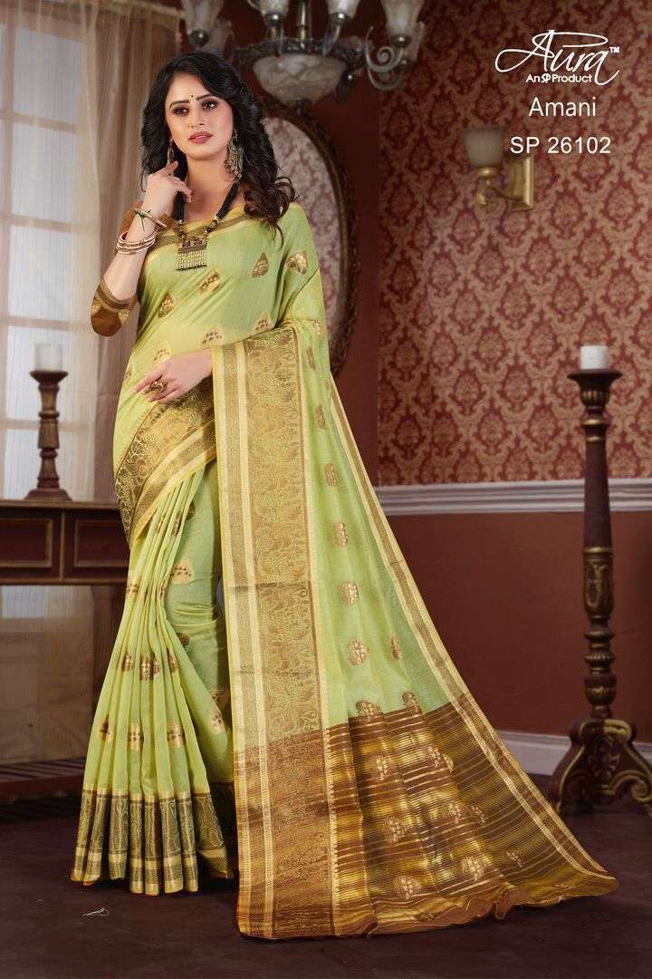 Aura amani series 26101-26106 cotton fabrics saree