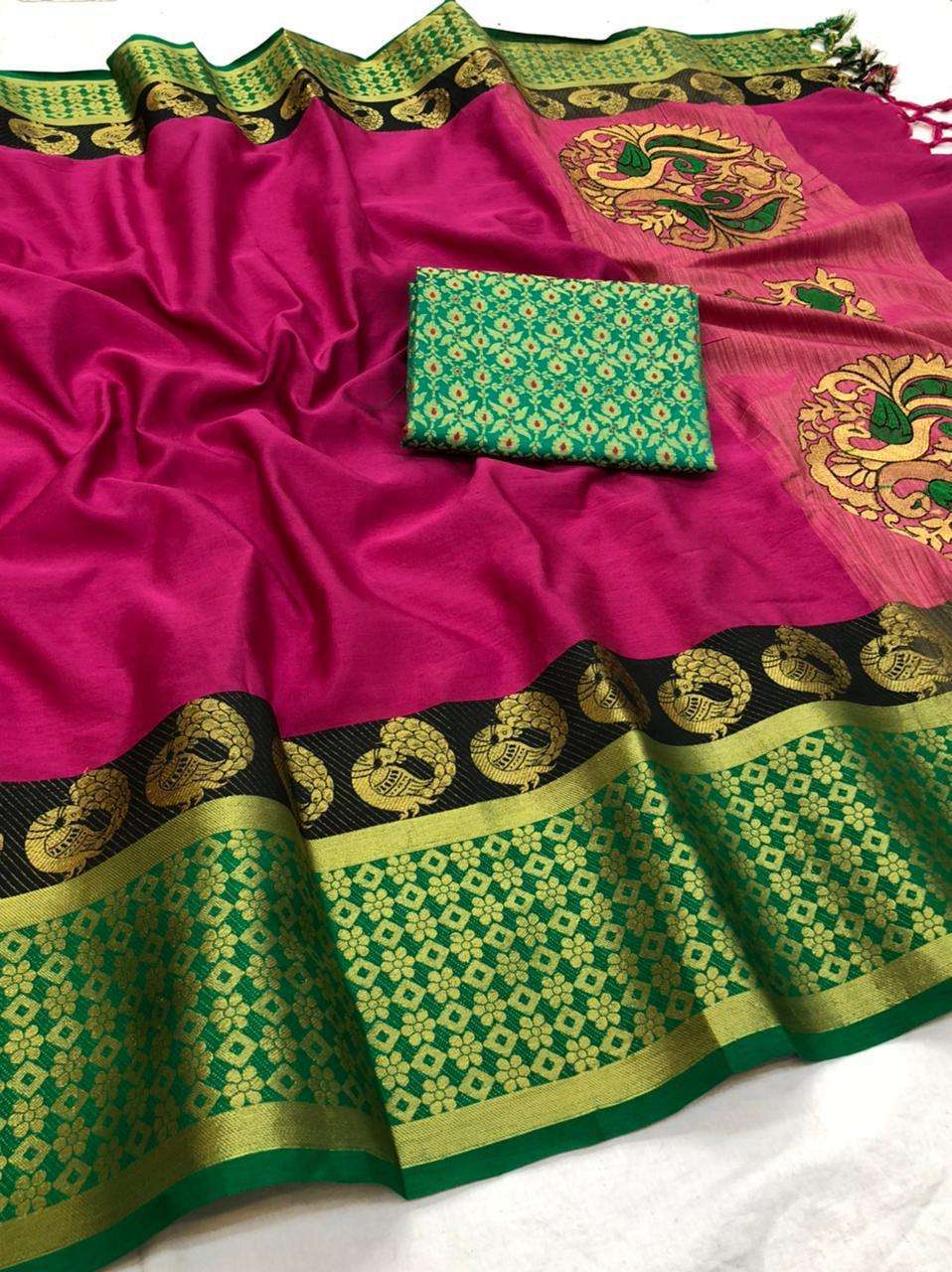 BT-51 GAJRAJ DESIGNER ORA SILK SLUB WITH WORK BORDER SAREE