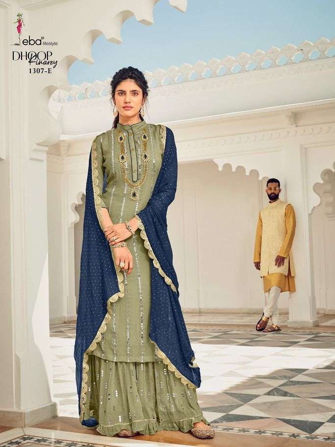 eba dhoop kinarey colour series 1307 faux georgette suit 