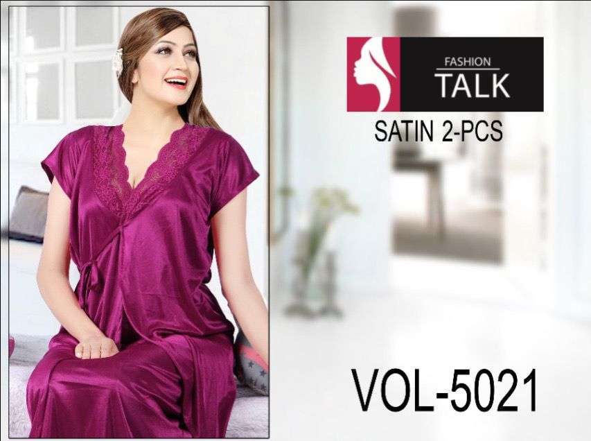 fashion talk satin-2 pcs vol-5021 heavy satin night gown 