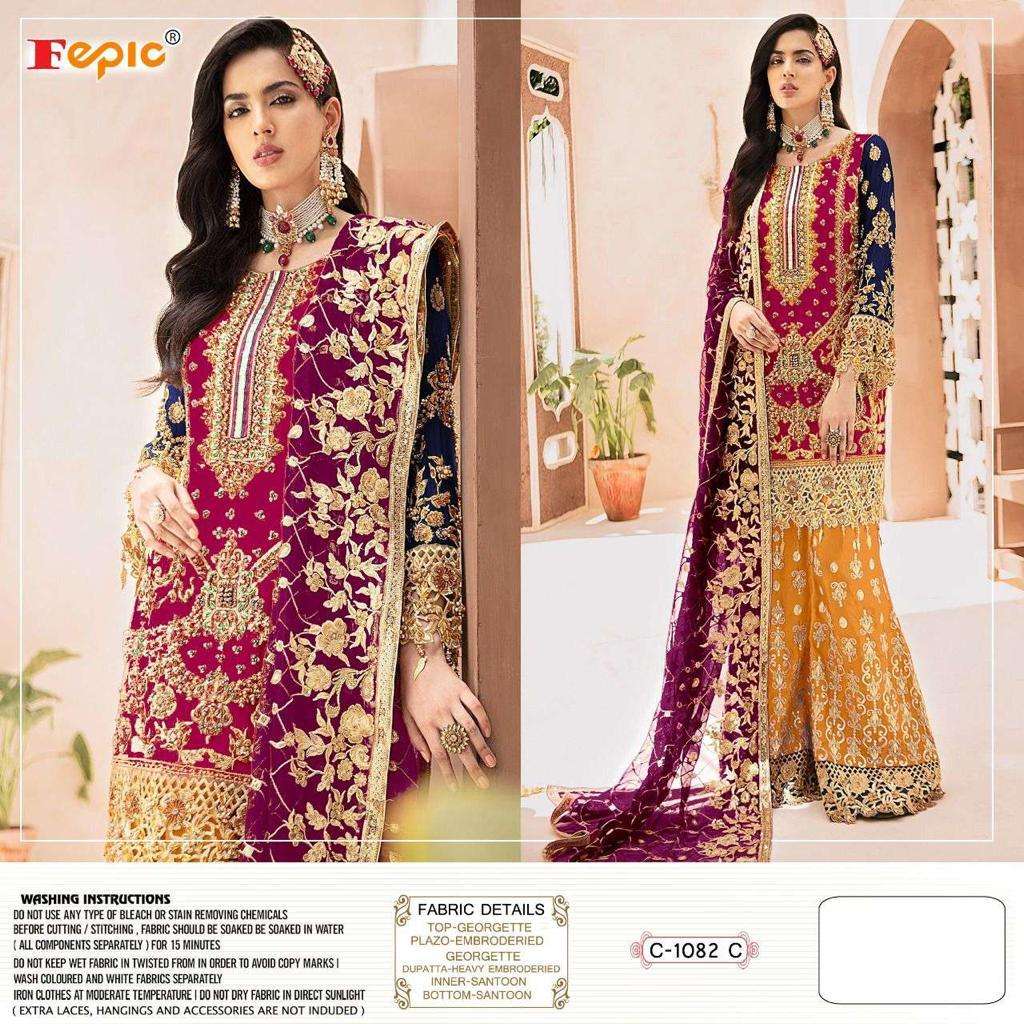 Fepic rosemeen c-1082 colours faux georgette suit