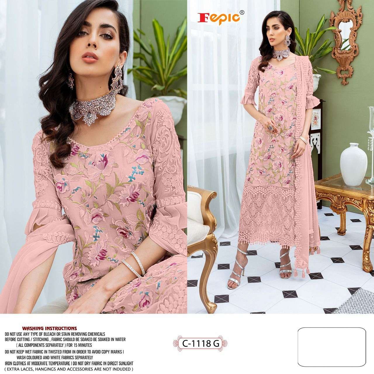 FEPIC ROSEMEEN C-1118 DESIGNER FAUX GEORGETTE SUIT 