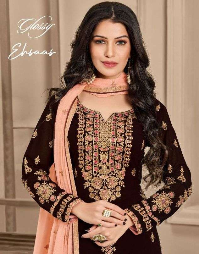 glossy ehsaas series 1909-1912 georgette embroidery suit 