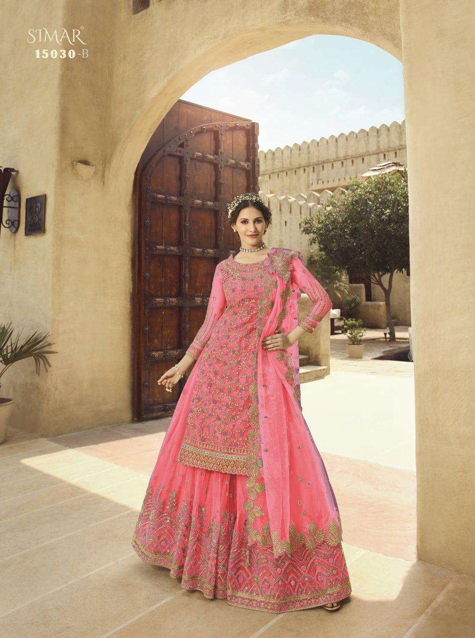 GLOSSY SIMAR AMYRA SHAIVI 15030 COLORS DESIGNER SOFT NET SUIT 