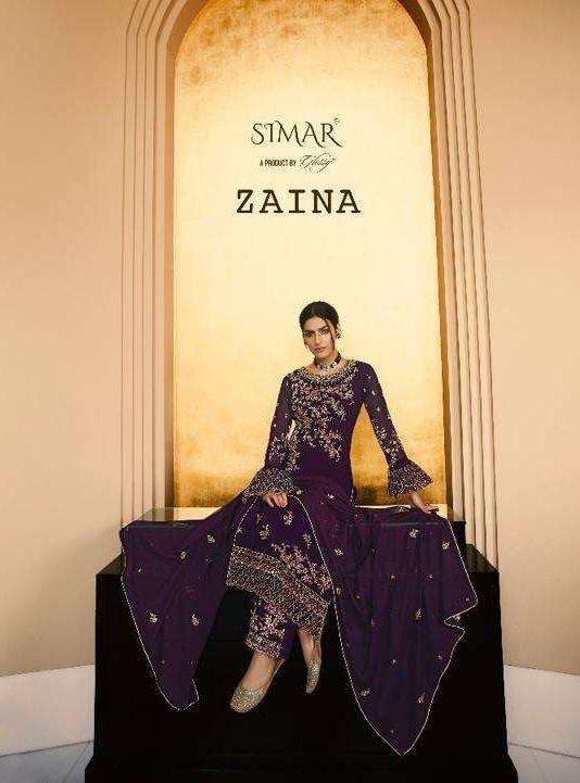 glossy zaina series 522-526 pure georgette swarovski work suit 