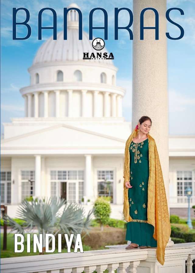 hansa bindiya series 2301-2305 satin georgette with work suit 