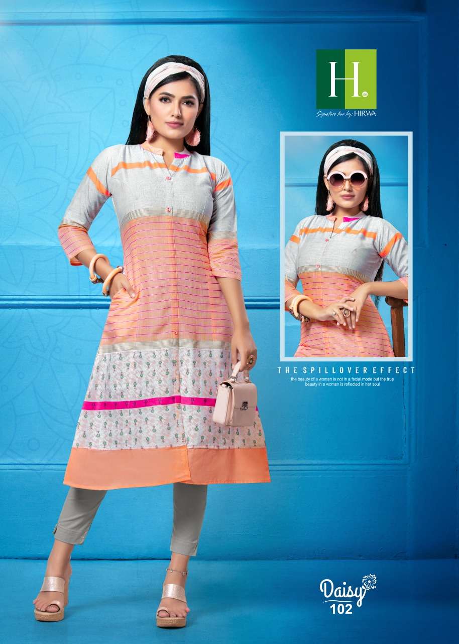 Hirwa Daisy series 101-106 rayon with block print kurti 