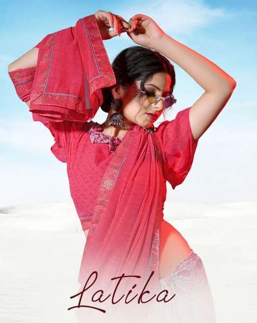 kala silk latika series 1001-1012 weightless saree with foil print lace 