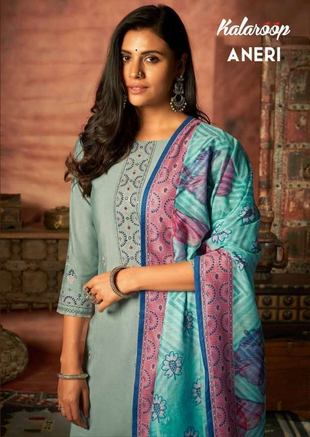 kalaroop aneri series 12901-12904 pure silk with embroidery work suit 