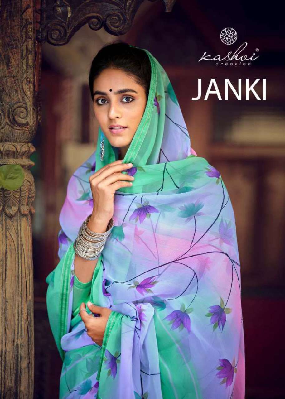 kashvi creation janki series 98001-98010 chiffon padding saree