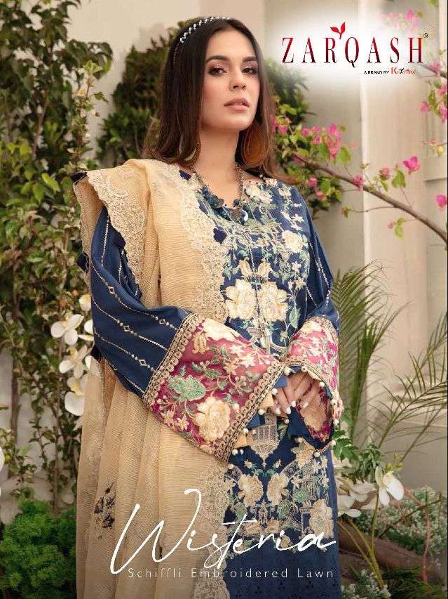 KHAYYIRA SUITS ZARQASH WISTERIA DESIGNER LAWN COTTON SUIT 