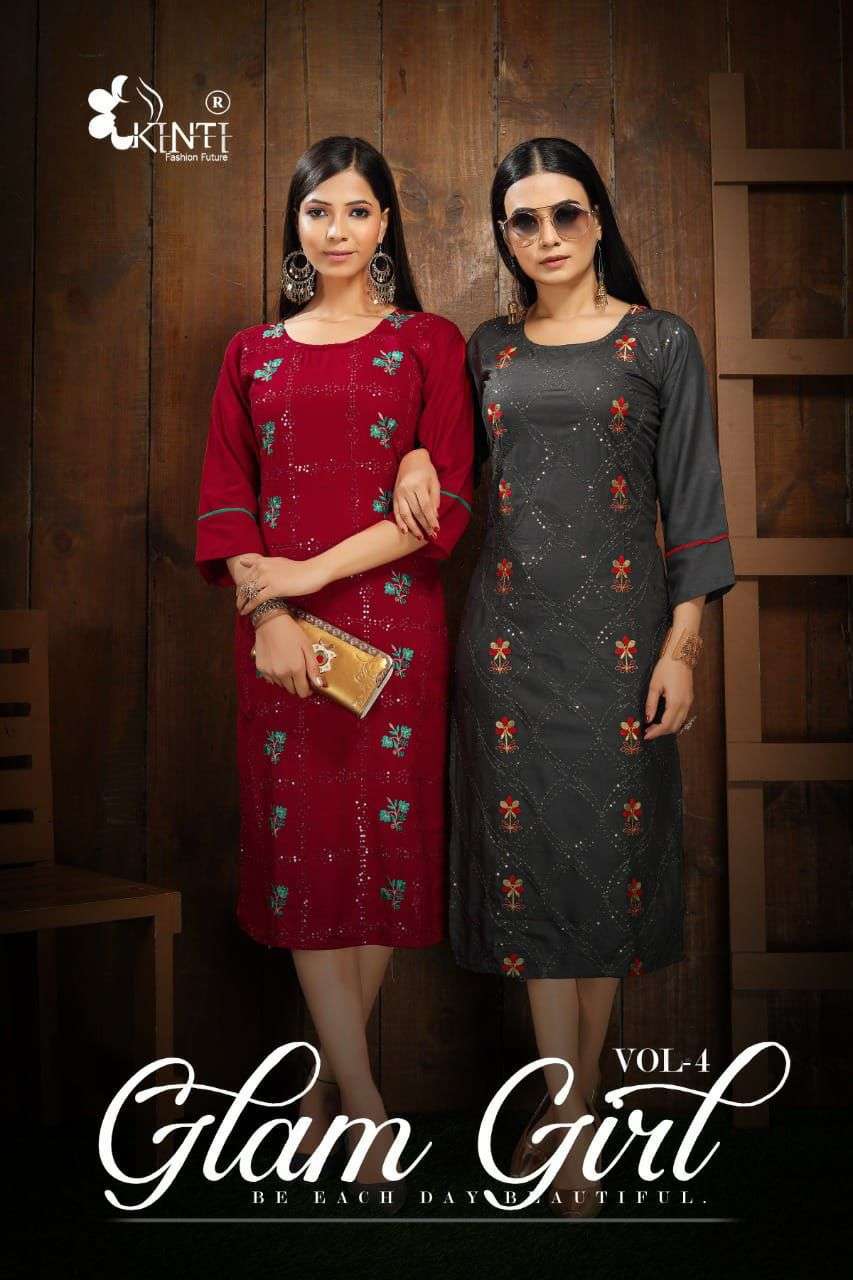 kinti glam girl vol 4 series 401-408 heavy rayon kurti 