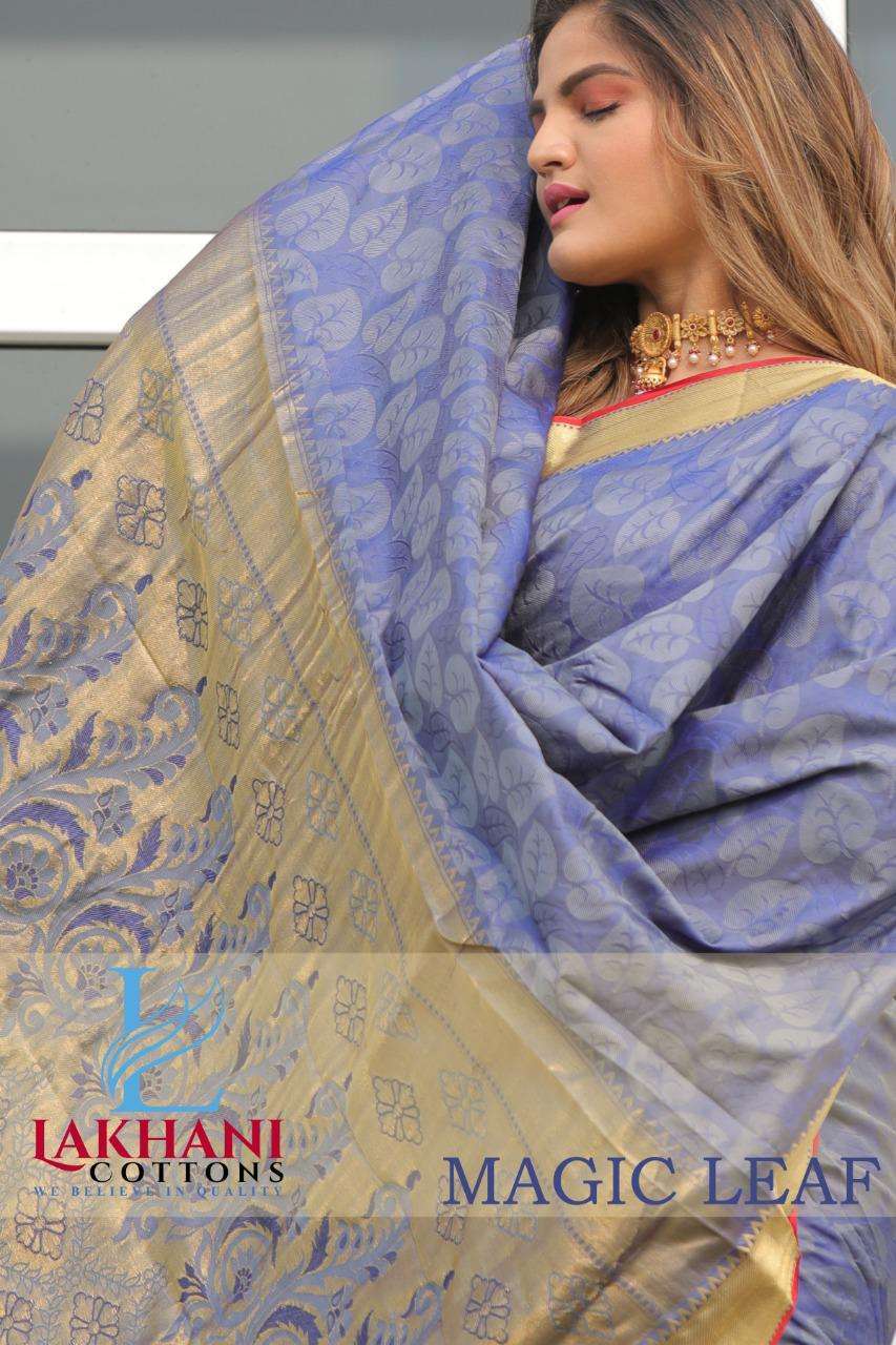 lakhani cottons magic leaf series 1001-1005 soft magic silk saree