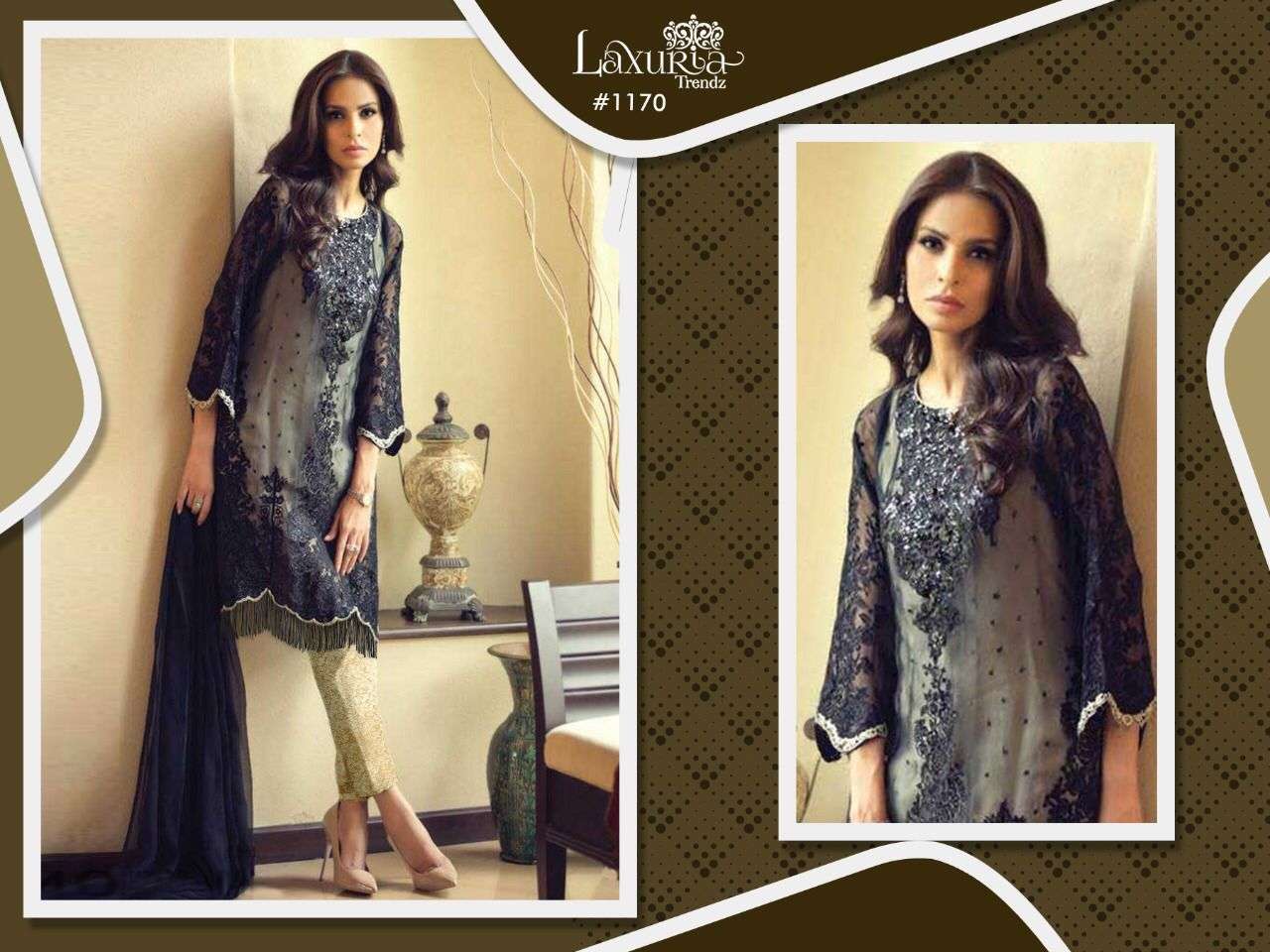 laxuria trendz 1170 faux georgette readymade suit