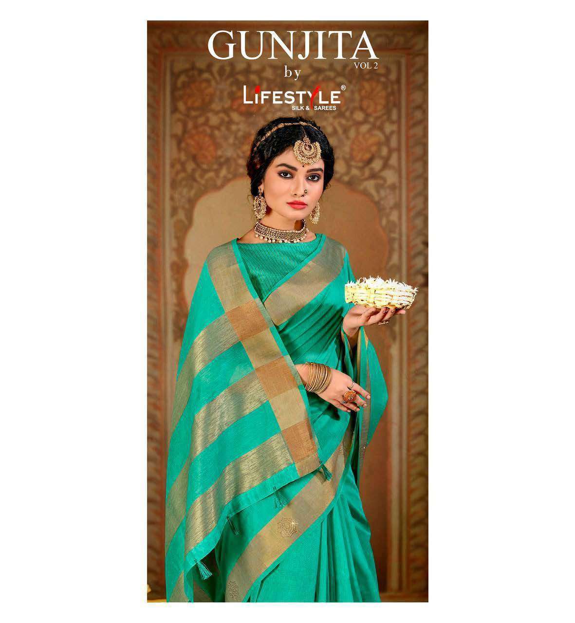 lifestyle gunjita vol 2 series 77561-77566 chanderi silk saree