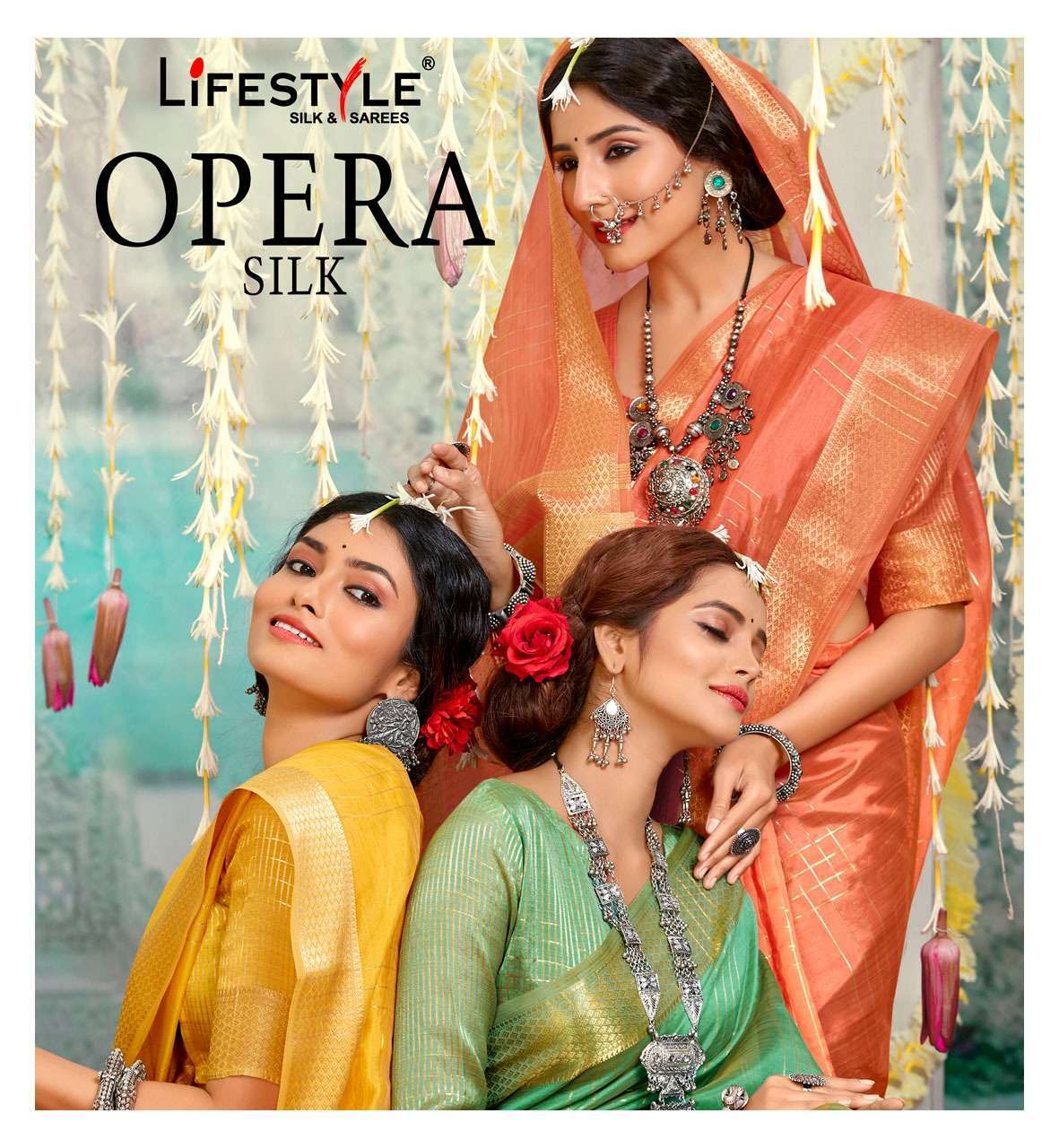 lifestyle opera silk series 78421-78426 organza tissue saree