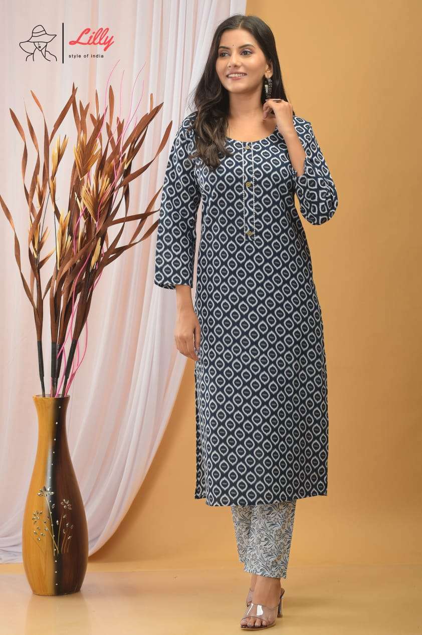 lilly sandhya vol 2 pure cotton Jaipuri flex printed Embroidery Work kurti