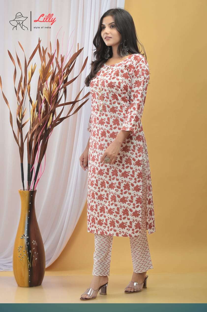 lilly sandhya vol 8 pure cotton Jaipuri flex printed Embroidery Work kurti