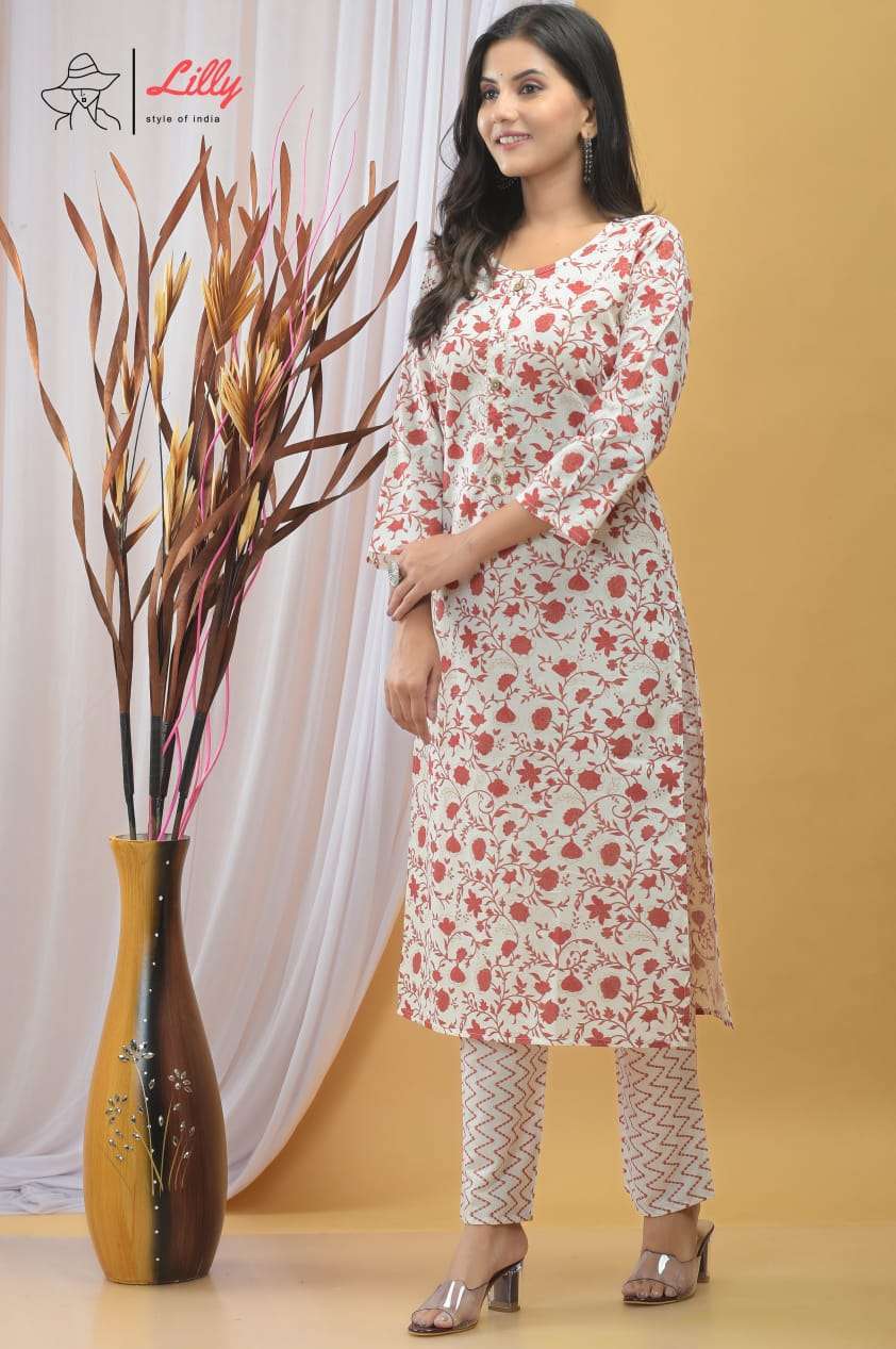 lilly style sandhya vol 1 pure cotton Jaipuri flex printed Embroidery Work kurti