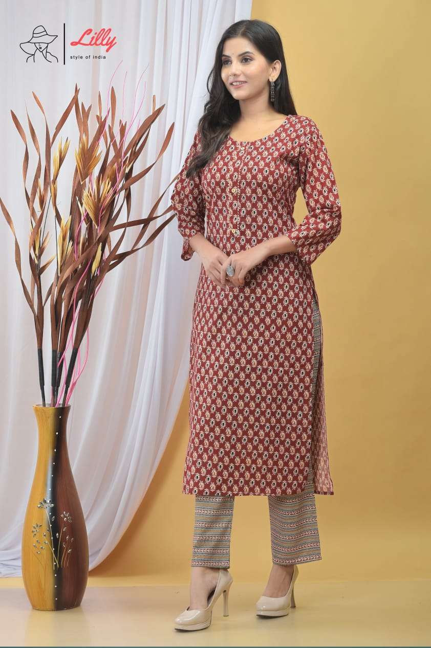 lilly style sandhya vol 5 pure cotton Jaipuri flex printed embroidery work kurti