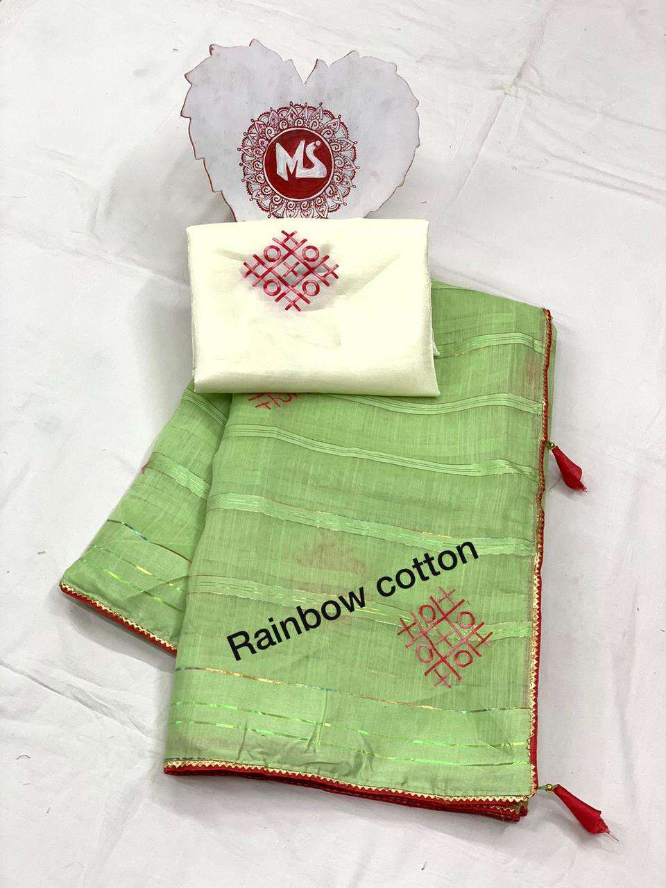 MS BRAND RAINBOW PURE COTTON DESIGNER PURE COTTON SAREE 