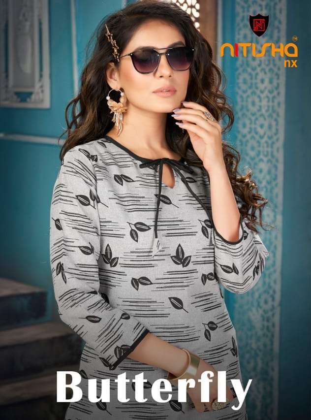 nitisha nx butterfly series 1001-1004 Flex with print with paint kurti