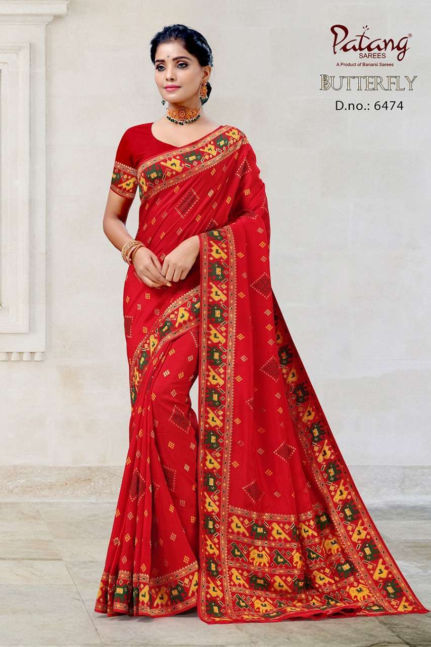 patang sarees butterfly series 6471-6474 pure viscose saree