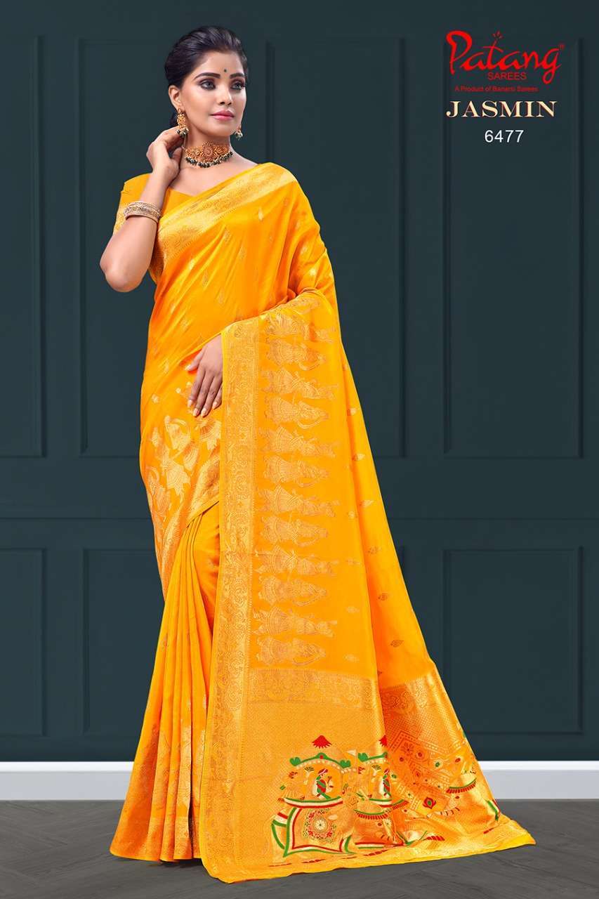 patang sarees jasmin series 6476-6479 pure viscose saree