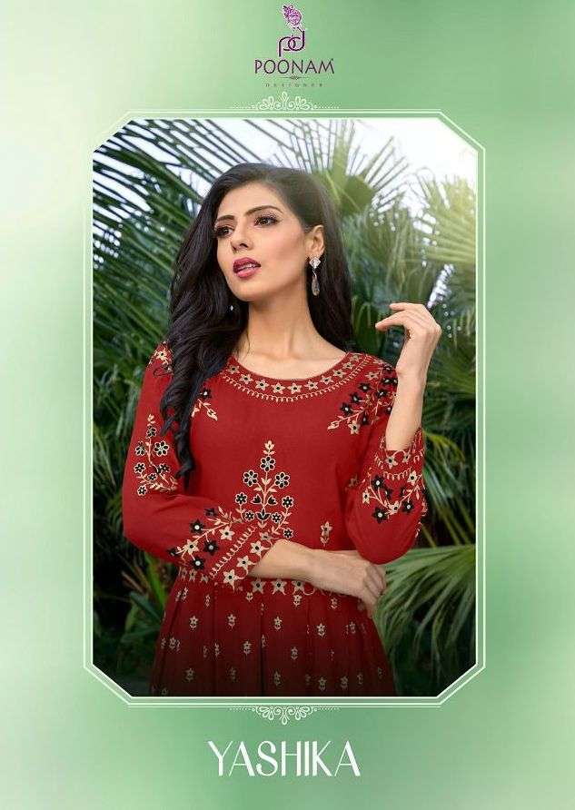 poonam designer yashika series 1001-1008  Pure Rayon kurti