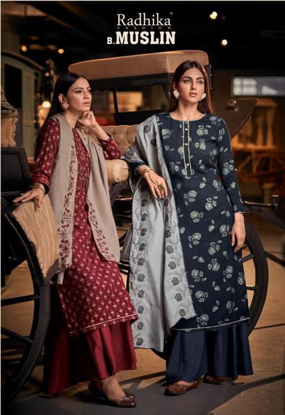 Radhika b.muslin series 4001-4006 Blossom cotton print suit