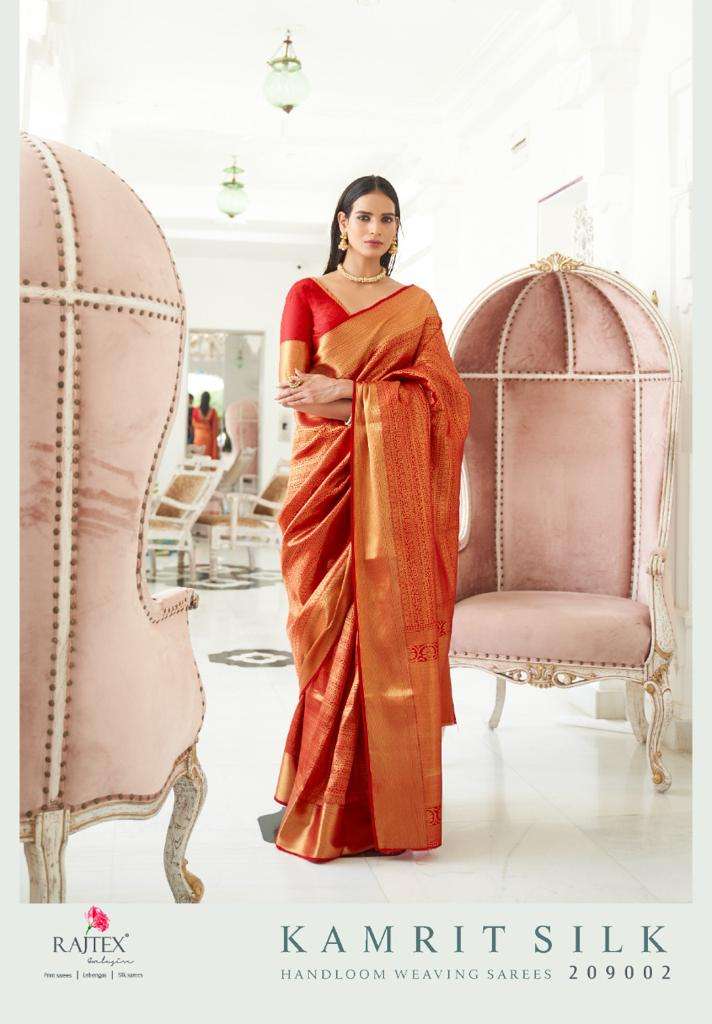 RAJTEX FABRICS KAMRIT SILK DESIGNER SOFT HANDLOOM WEAVING SILK SAREE 