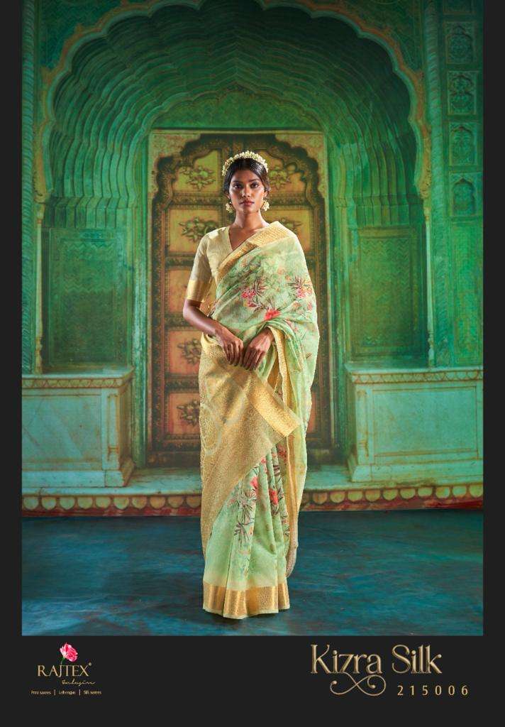 RAJTEX KIZRA SILK DESIGNER TASPA LINEN DIGITAL SILK SAREE 