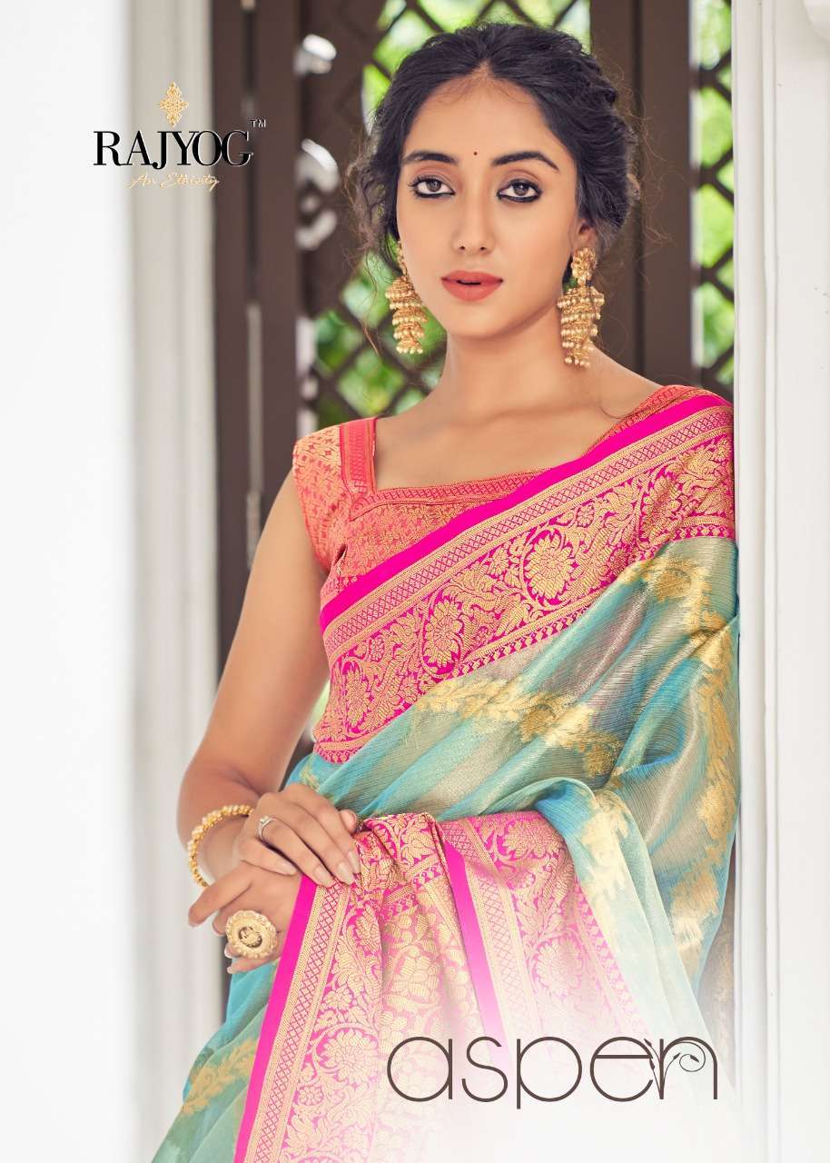 rajyog aspen series 7601-7606 Soft Tissue Silk with Banarasi Border saree