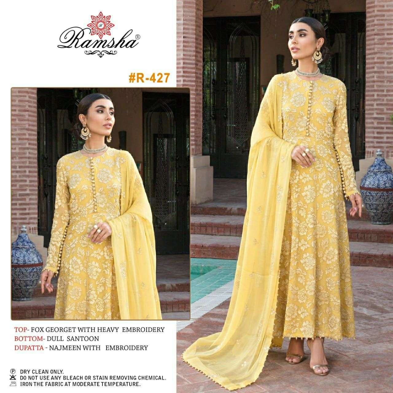 RAMSHA R-427 DESIGNER GEORGETTE EMBROIDERY WORK SUIT 