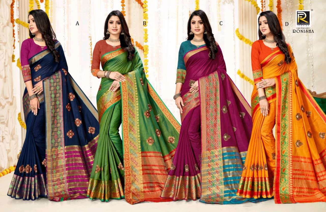 ranjna saree olive cotton silk colllection