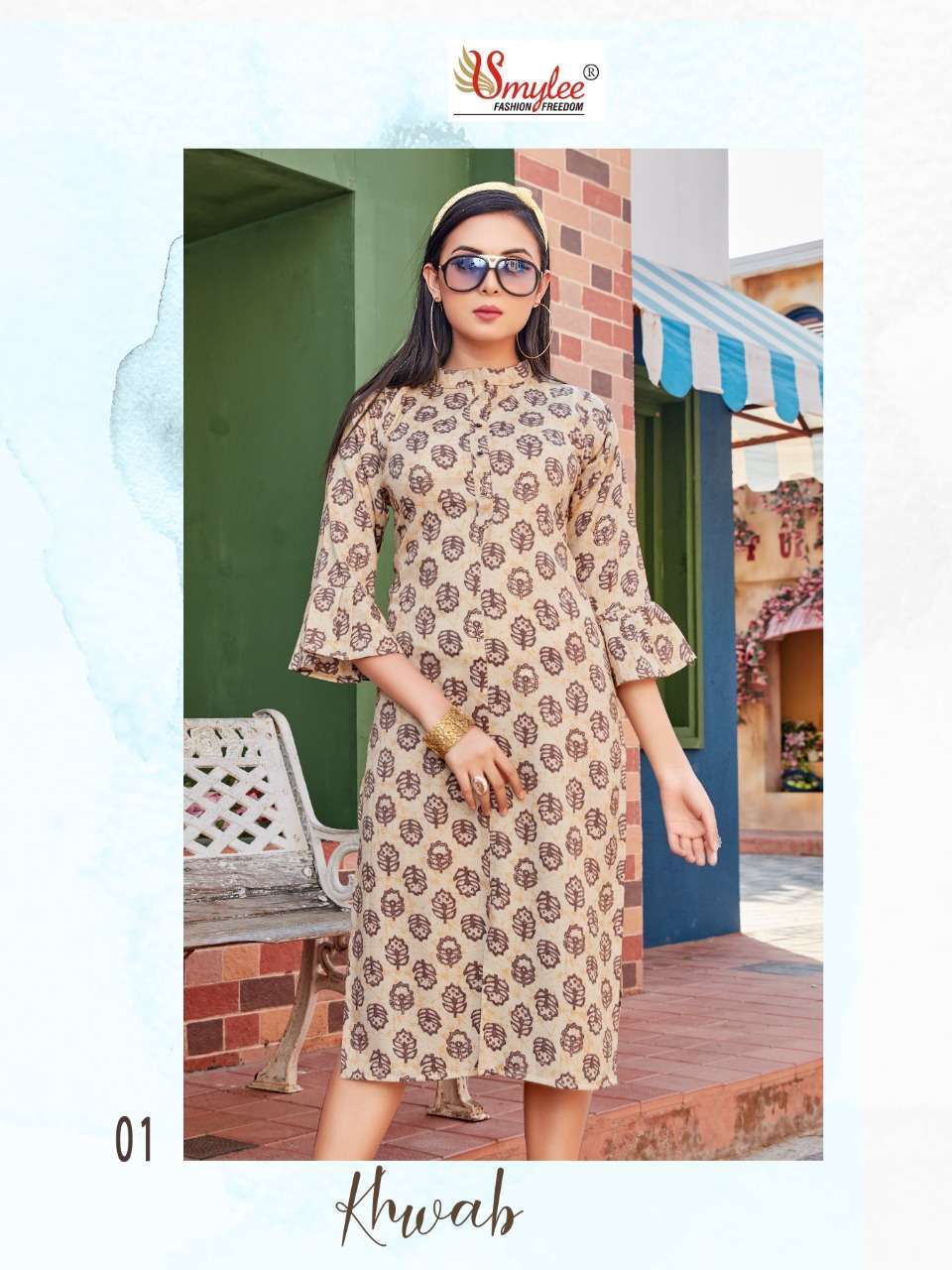 rung khwab series 01-08 heavy foil print rayon kurti 