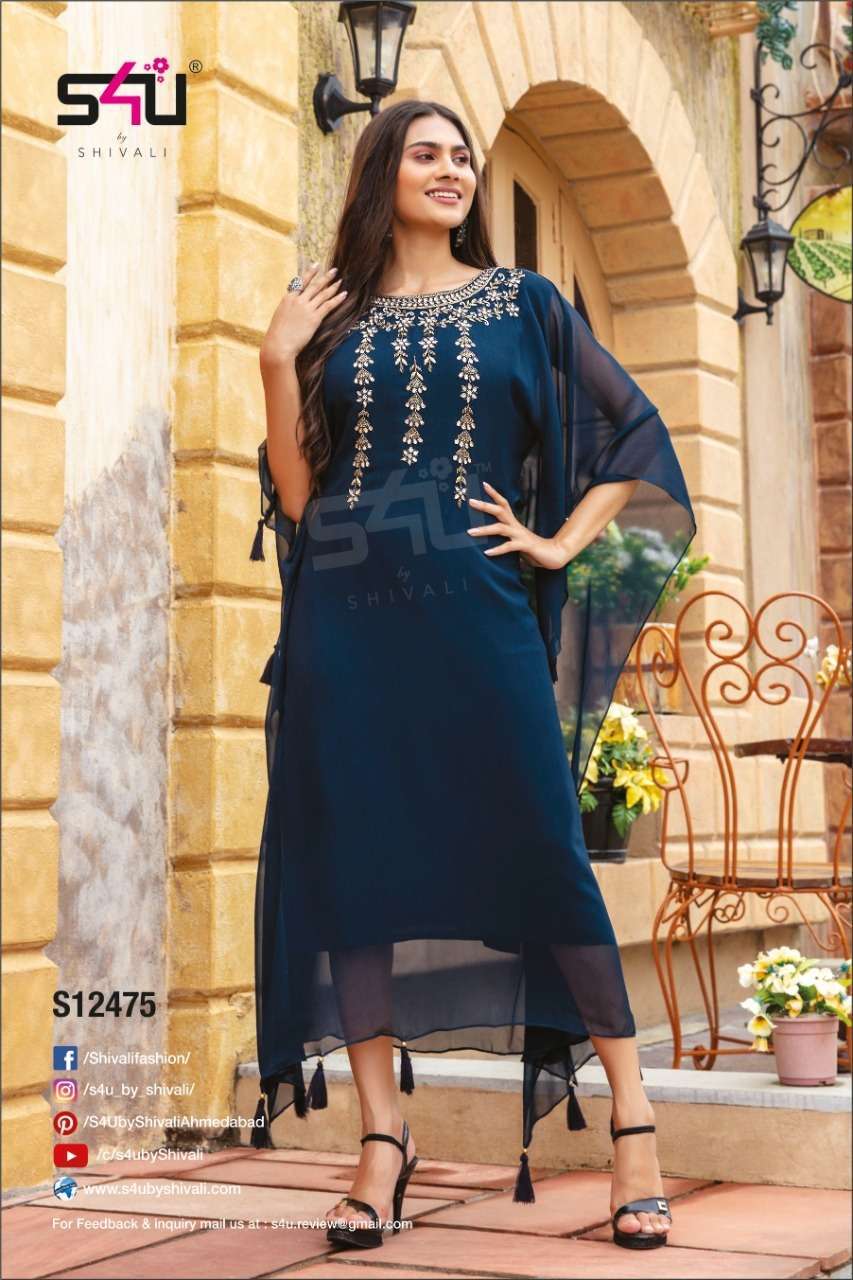 s4u 264 design combo set blue color stylish kurtis