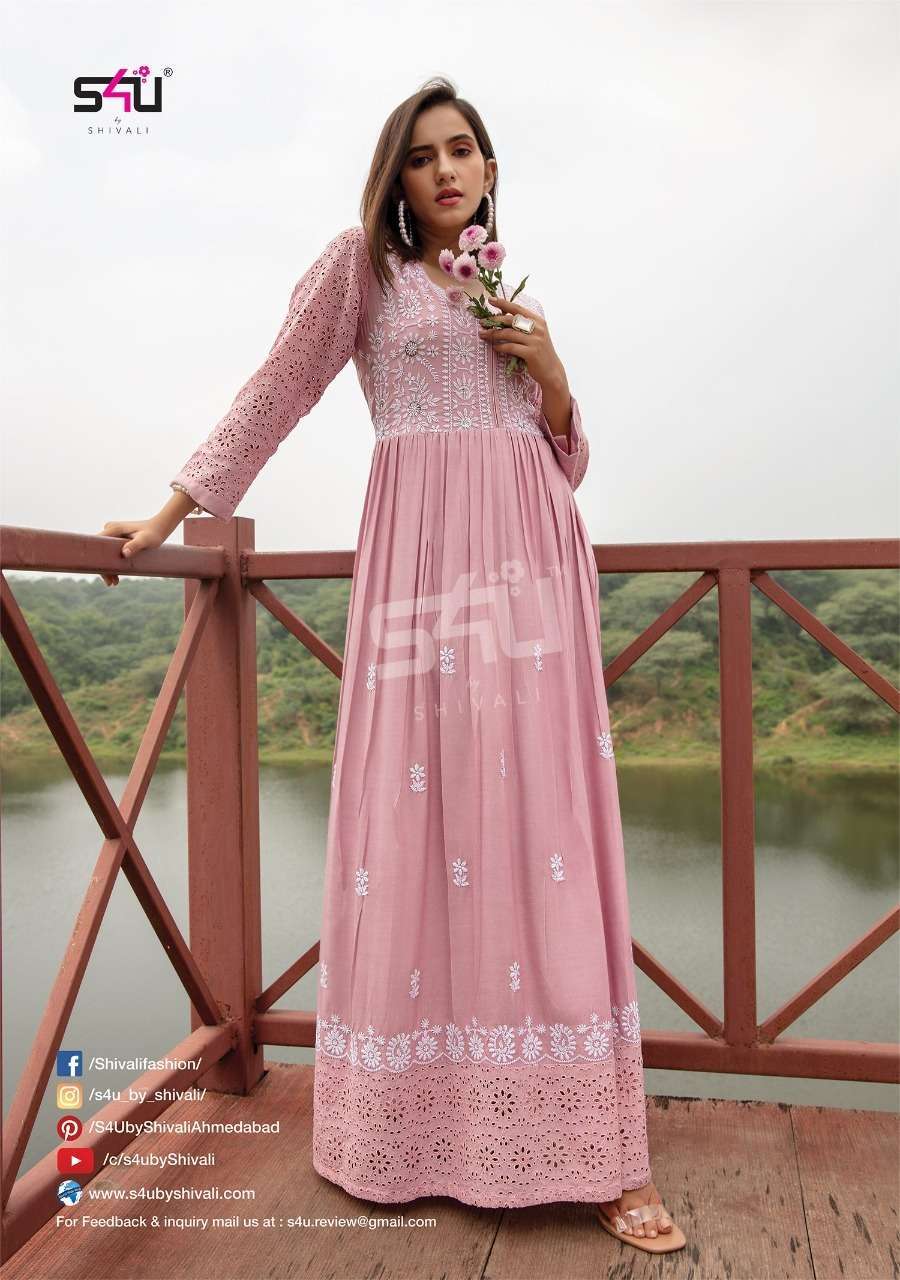 s4u 267 design combo set of long gown style kurtis