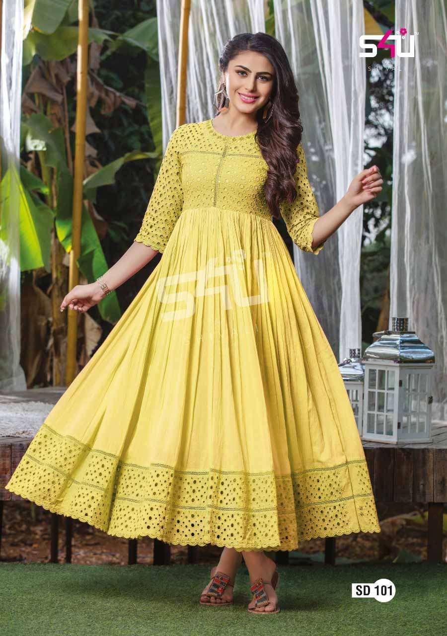 s4u 268 design combo set anarkali style kurtis supplier