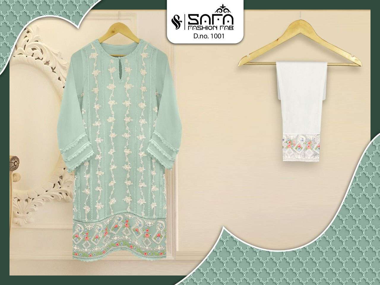 safa fashion sf 1001 georgette pakistani fancy top with bottom