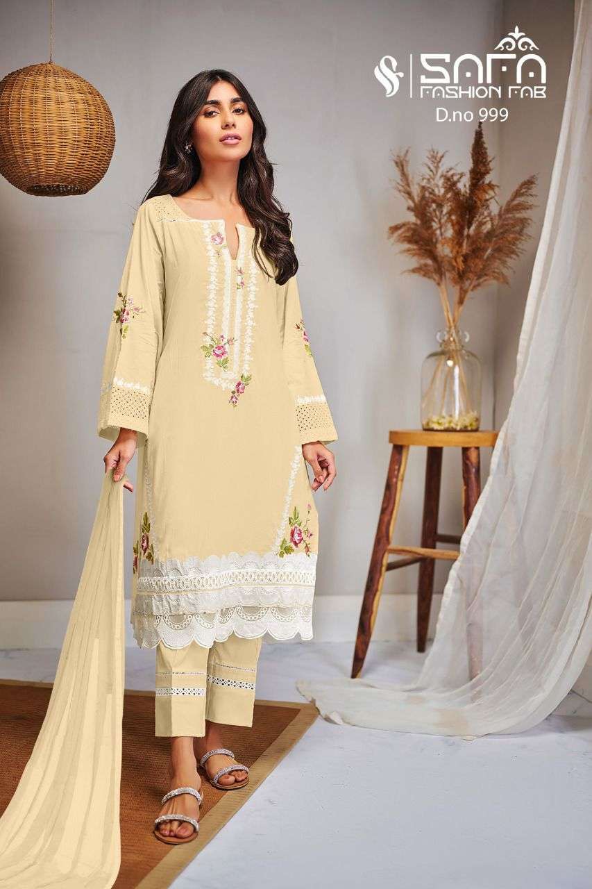 safa fashion sf 999 Pure Georgette Embroidered Tunic with Cigarette pants