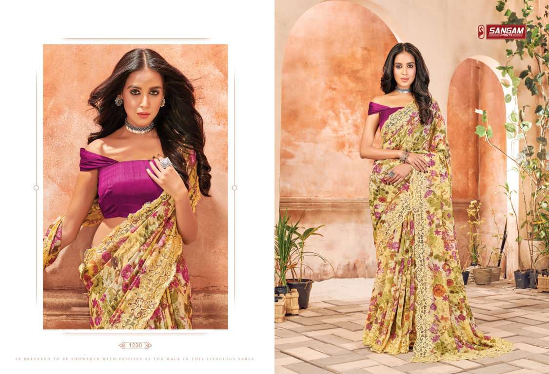 sangam prints nirvana series 1225-1230 georgette saree