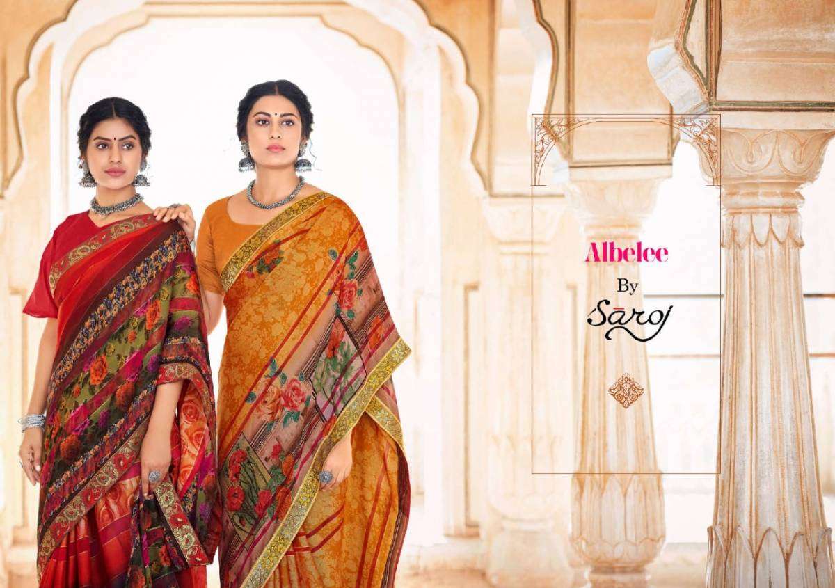 saroj albelee series 1001-1008 Soft Weightless saree with border lace 