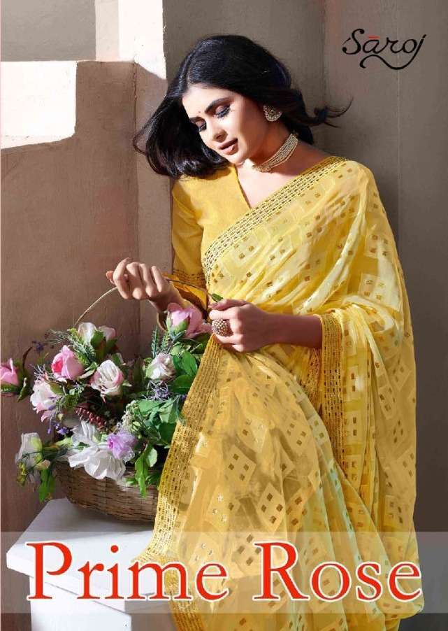 saroj prime rose series 1001-1006 georgette with jacquard brasso saree