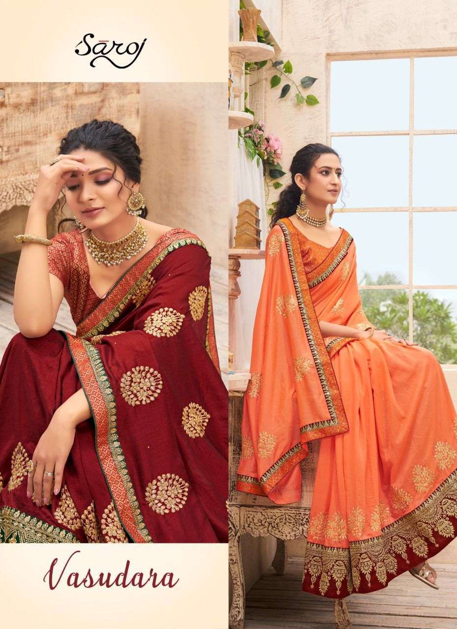 saroj vasudara series 244001-244008 Soft Vichitra Silk with Work Butta saree
