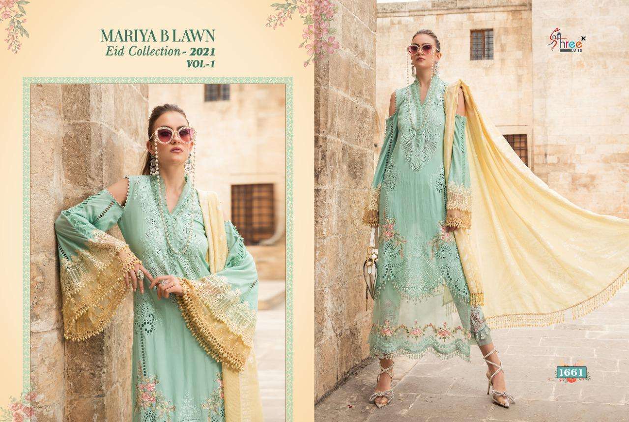 SHREE FABS MARIA B LAWN EID COLLECTION  SERIES 1661 PAKISTANI SUITS AT WHOLESALE PRICE 
