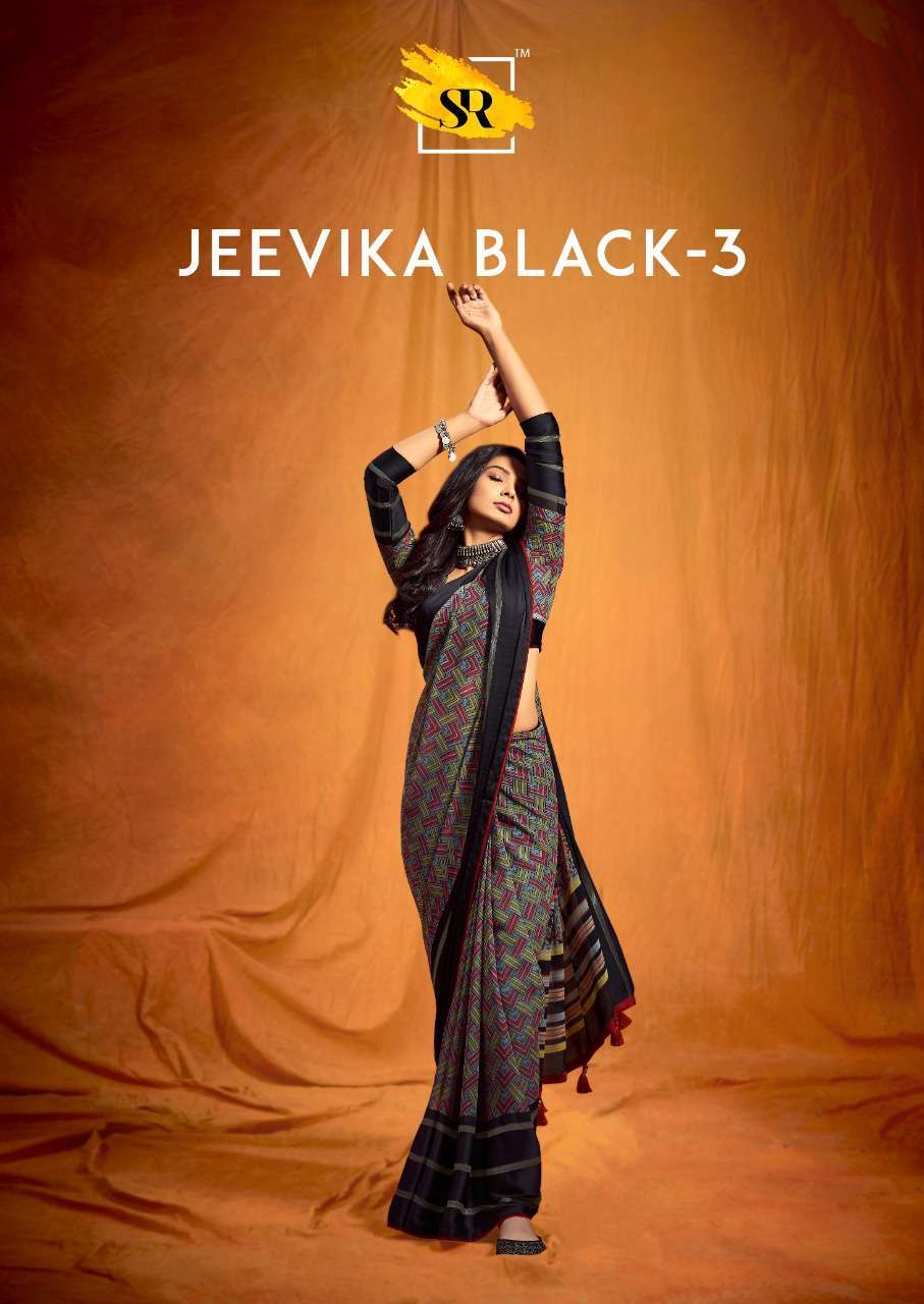 sr brand jeevika black vol 3 series 31-35 Weightless Satin Border saree
